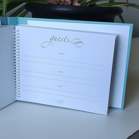 Brand New Palm Tree Light Blue‎ With White Pages Hardcover Guest Book - Picture 7 of 9